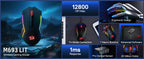 Redragon M693 LIT Wireless Gaming Mouse – 12,800 DPI, 3-Mode Connection (Bluetooth & 2.4G), 7 Macro Buttons