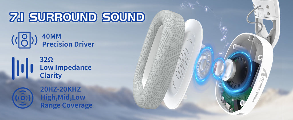 MAMBASNAKE x ATTACK SHARK L90 RGB Wireless Gaming Headset – Triple Mode, Foldable, Detachable Mic