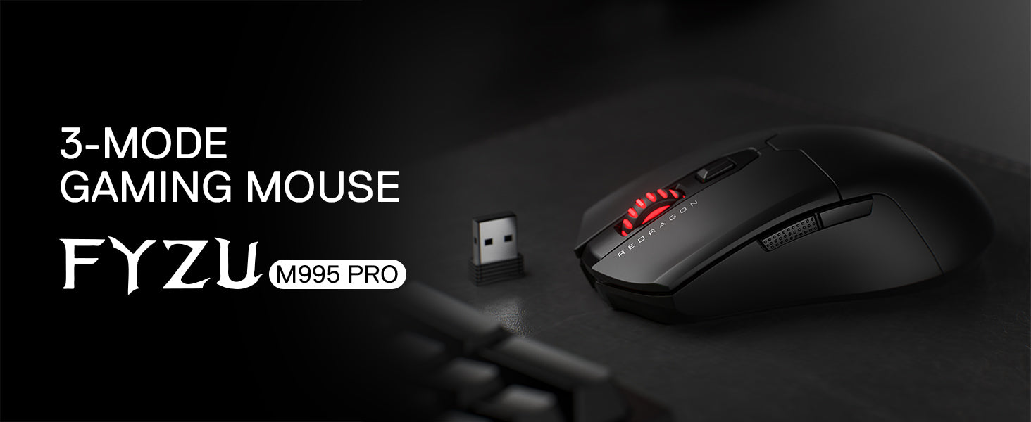Redragon M995 PRO Wireless Gaming Mouse – 26,000 DPI Wired/Wireless Gamer Mouse, Bluetooth & 2.4G Wireless