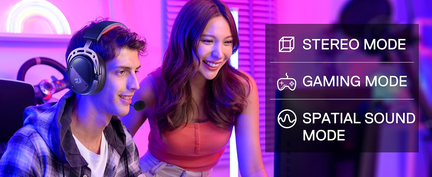 Redragon H730 USB Wired Gaming Headset – 53mm Drivers, 360° Spatial Sound, Detachable Noise-Canceling Mic