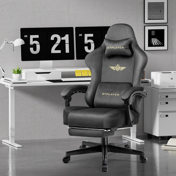 Gtplayer Gaming Chair Fabric with Pocket Spring Cushion, Big and Tall Gaming Chair 350Lbs High Back Computer Chair