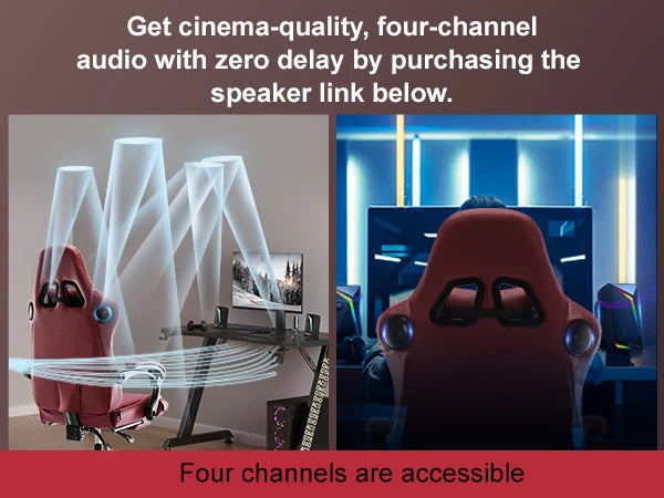 GTPLAYER Gaming Chair Adjustable Ergonomic Faux Leather Swiveling PC & Racing Game Chair with Built-in Speakers,Footrest