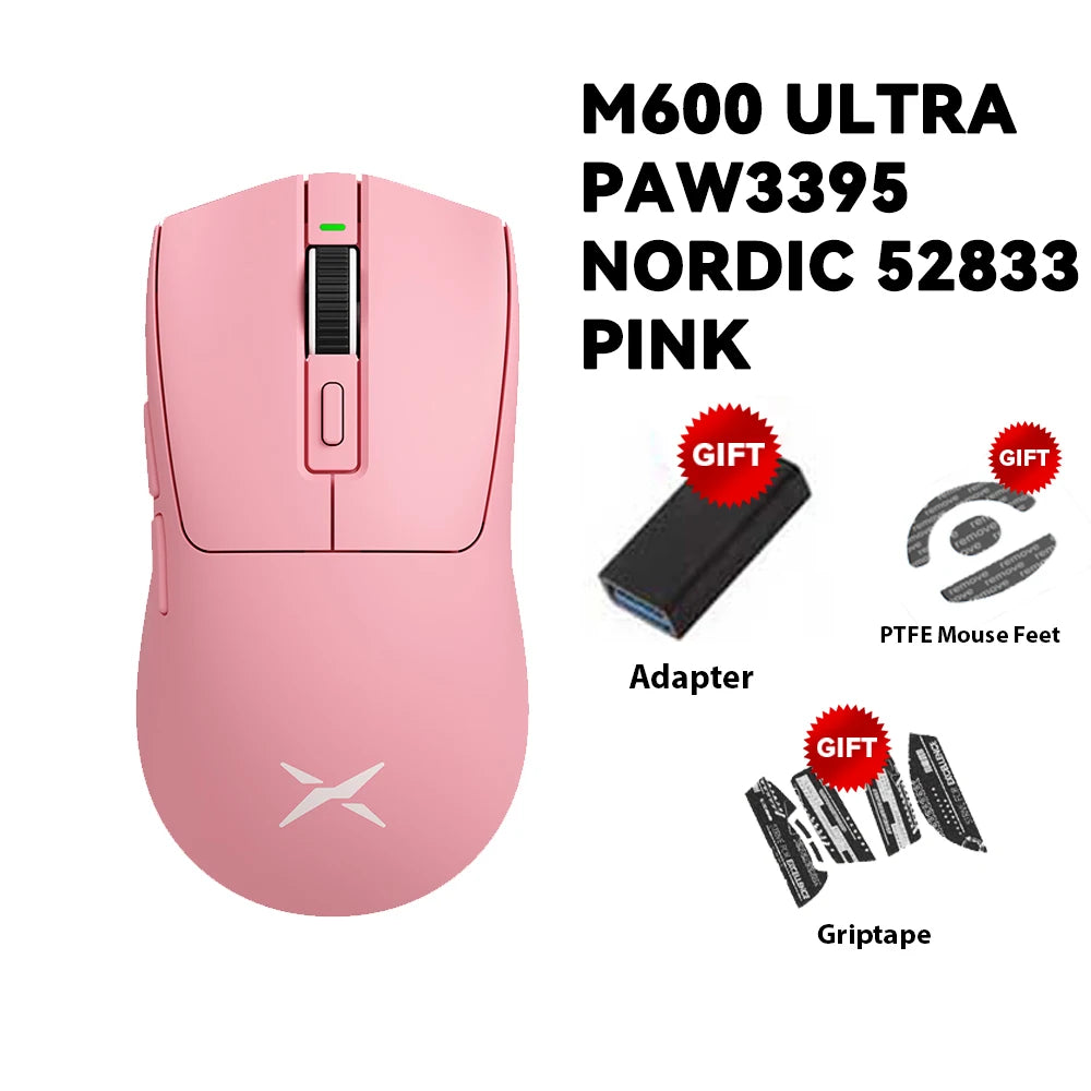 Delux M600 Series Wireless Gaming Mouse – 52g Lightweight, 2.4G Dual-Mode, 26,000 DPI, Macro Support, Rechargeable