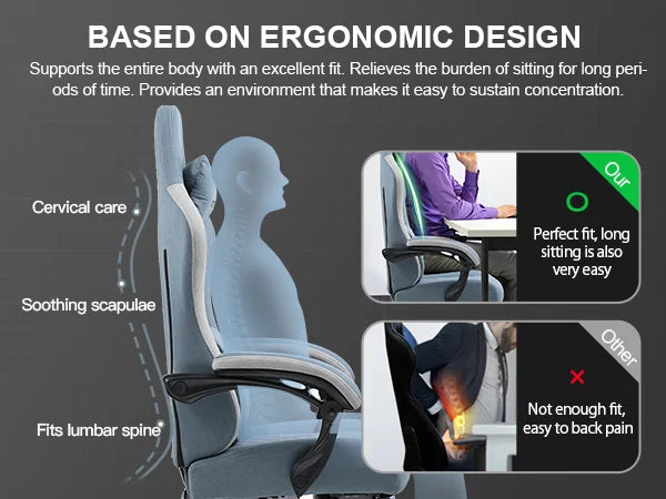 GTPLAYER Gaming Chair with Pocket Spring Cushion, Linkage Armrests & Footrest, Ergonomic Office Chair with Lumbar Support