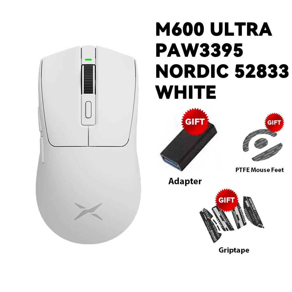 Delux M600 Series Wireless Gaming Mouse – 52g Lightweight, 2.4G Dual-Mode, 26,000 DPI, Macro Support, Rechargeable