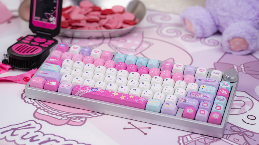 KiiBOOM × Elyxirine Digital Dreams (Pastel Y2K) Keycap Set – 144 Keys, MOA / Cherry Profile, for 60% / 65% / 75% / TKL / Full-Size Keyboards