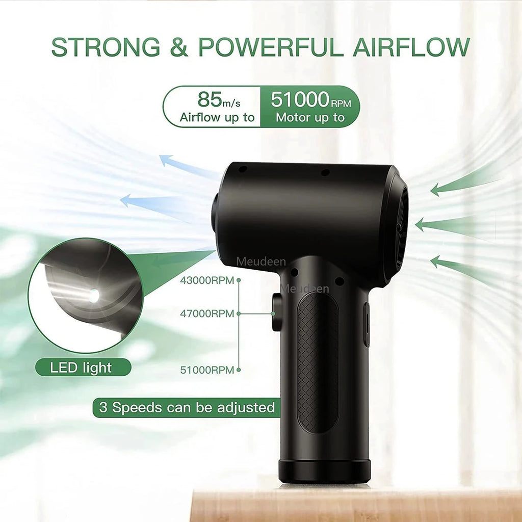 Cordless Air Duster Electric 51000RPM Wireless Dust Gun Compressed Air Blower Powerful Hair Dryer Computer Keyboard Cleaning