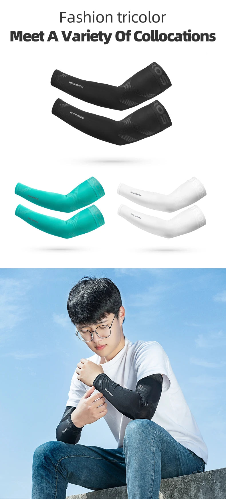 ROCKBROS Ice Silk Gaming Arm Sleeves – Breathable Cooling Arm Cover, Lightweight, Sweat Control for PC & Console Gamers