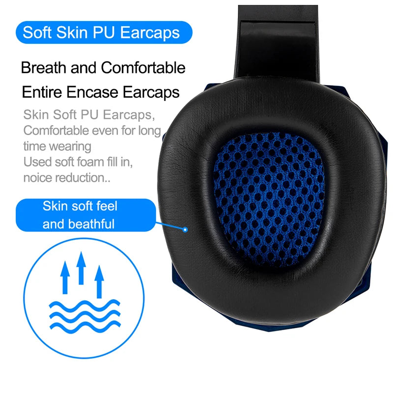 Professional Wired Gaming Headset – LED Light, Bass Stereo Sound, Mic for PC/PS4/PS5/Xbox