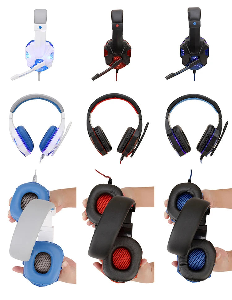 Professional Wired Gaming Headset – LED Light, Bass Stereo Sound, Mic for PC/PS4/PS5/Xbox