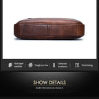 BULLCAPTAIN Genuine Leather 14-inch Laptop Briefcase - Men's Shoulder Messenger Bag for Office & Business