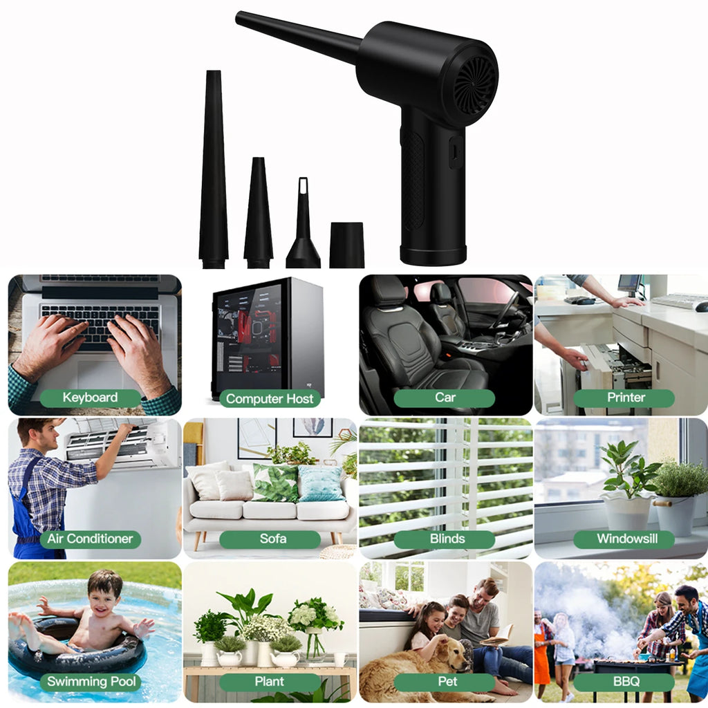 Cordless Air Duster Electric 51000RPM Wireless Dust Gun Compressed Air Blower Powerful Hair Dryer Computer Keyboard Cleaning