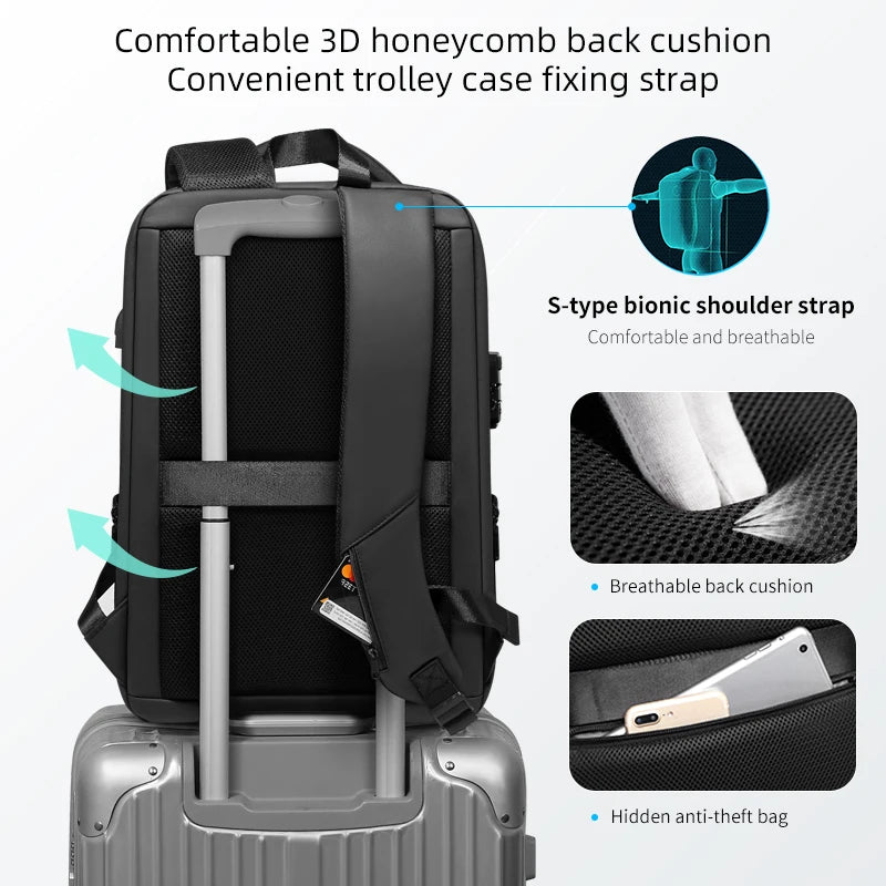 Fenruien Anti-Theft Laptop Backpack - Waterproof, USB Charging, Business Travel Backpack