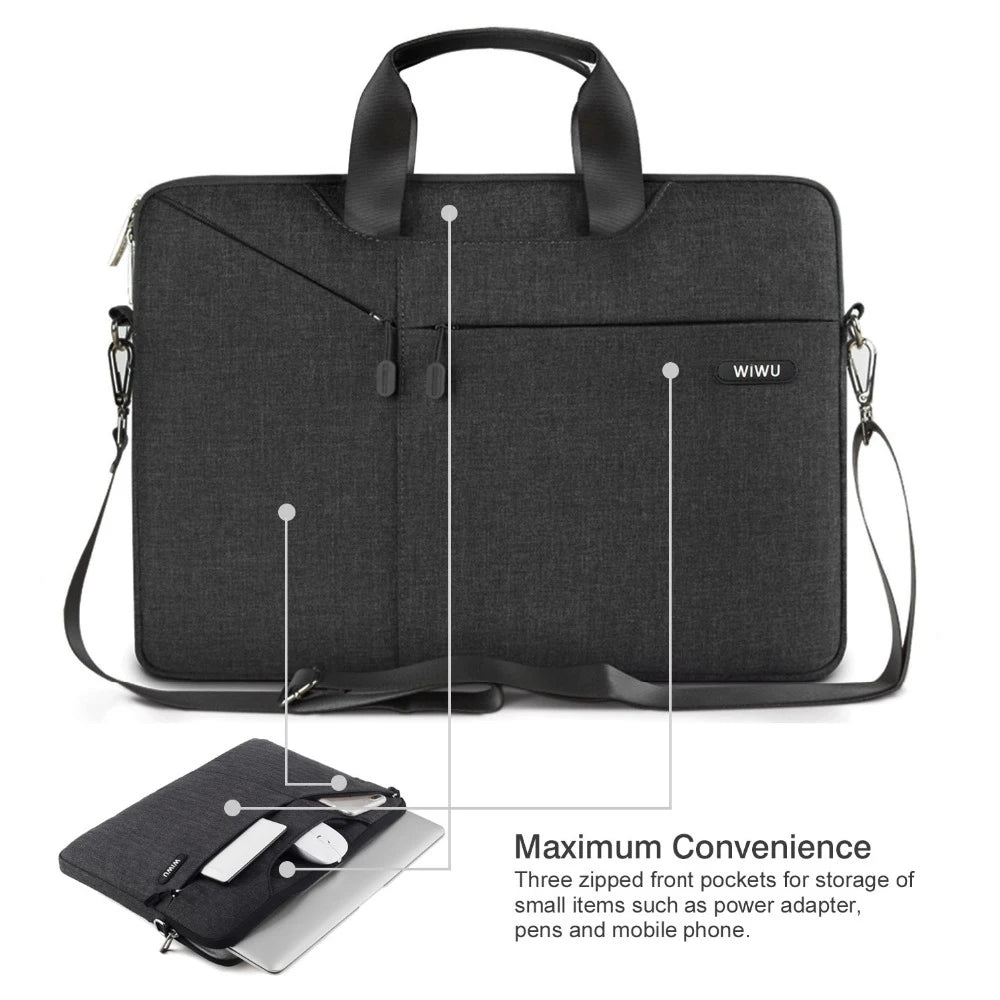 WiWU Waterproof Laptop Bag 13.3-16 Inch - Compatible with MacBook Air 13, Lenovo & Xiaomi 14 Inch