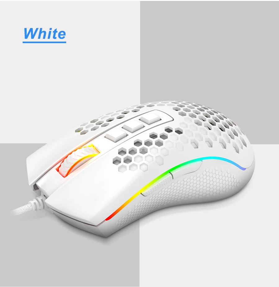 Redragon Storm M808 RGB USB Wired Gaming Mouse – Ultra-Light Honeycomb Design, 12,400 DPI, Programmable, for PC & Laptop