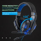 Professional Wired Gaming Headset – LED Light, Bass Stereo Sound, Mic for PC/PS4/PS5/Xbox