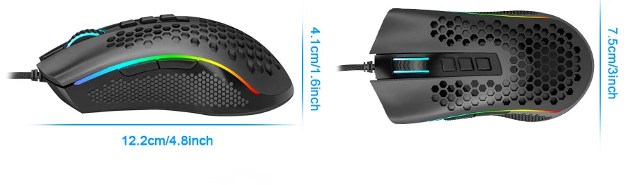 Redragon Storm M808 RGB USB Wired Gaming Mouse – Ultra-Light Honeycomb Design, 12,400 DPI, Programmable, for PC & Laptop