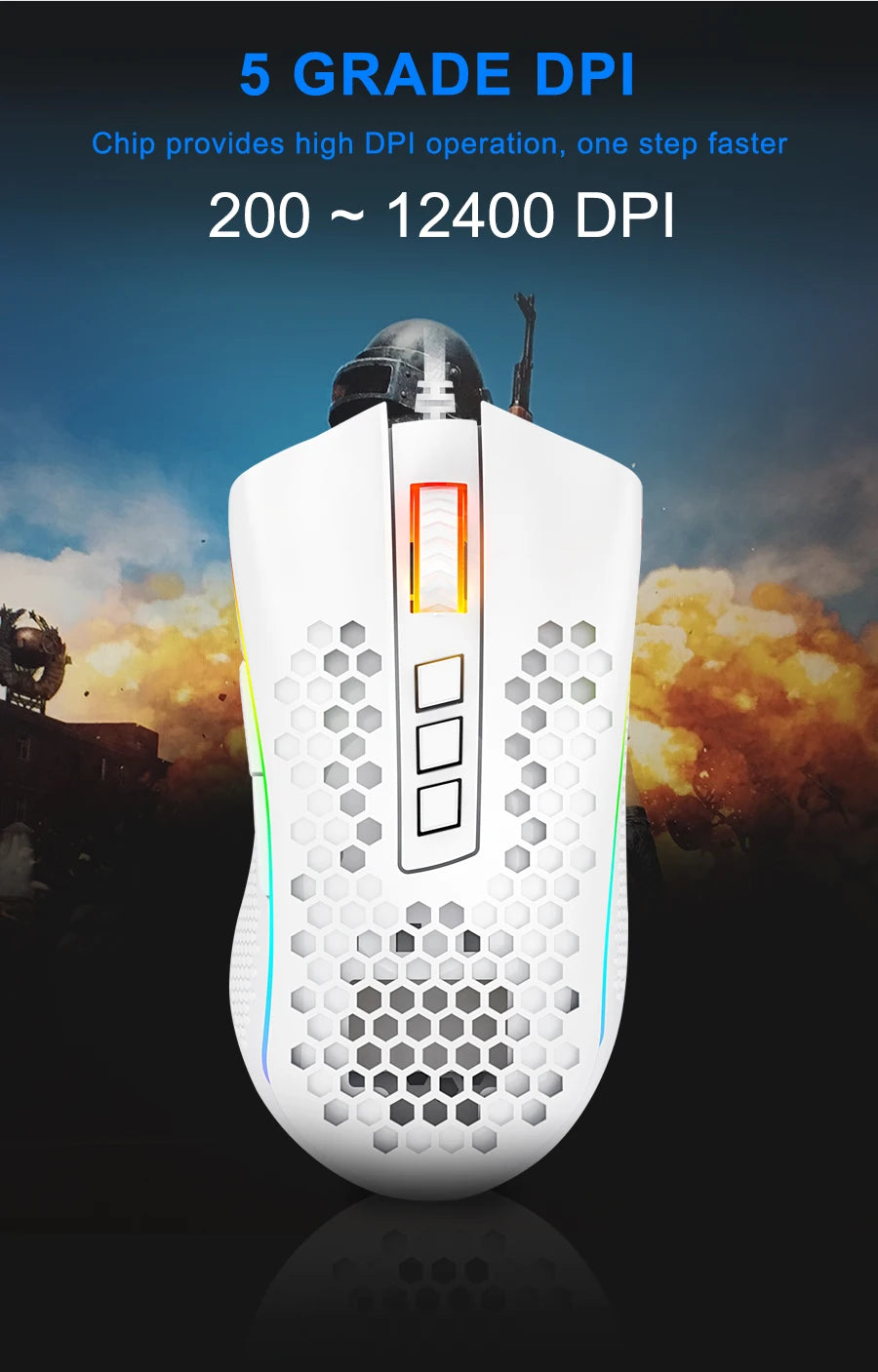 Redragon Storm M808 RGB USB Wired Gaming Mouse – Ultra-Light Honeycomb Design, 12,400 DPI, Programmable, for PC & Laptop