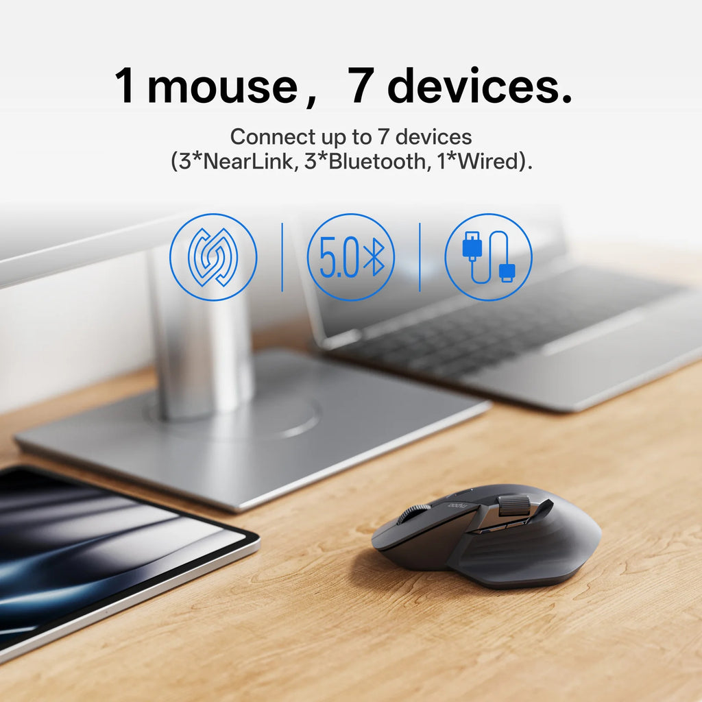 Rapoo MT760PRO Wireless Mouse – NearLink + Bluetooth 5.0, Multi-Device, 12,000 DPI, 2K Polling Rate, Ergonomic, Quiet Clicks