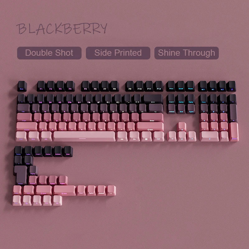 133 Keys Side-Print Shine-Through Keycap Set – Double-Shot PBT, Cherry Profile, for MX Switch Mechanical Gaming Keyboard