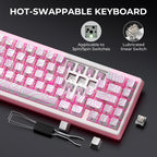 XVX M67 JadeStone Mechanical Keyboard – 65% Layout, IMD-Tech Keycaps, Hot-Swappable, Gasket Mount, Tri-Mode Wireless, Custom RGB