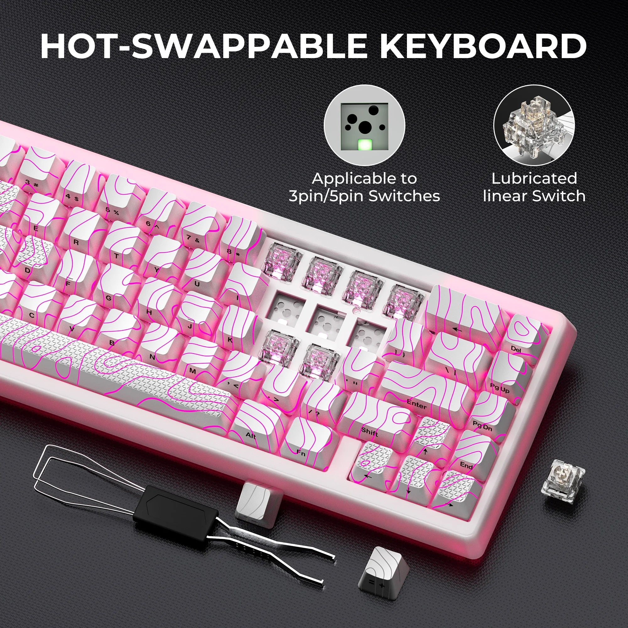 XVX M67 JadeStone Mechanical Keyboard – 65% Layout, IMD-Tech Keycaps, Hot-Swappable, Gasket Mount, Tri-Mode Wireless, Custom RGB