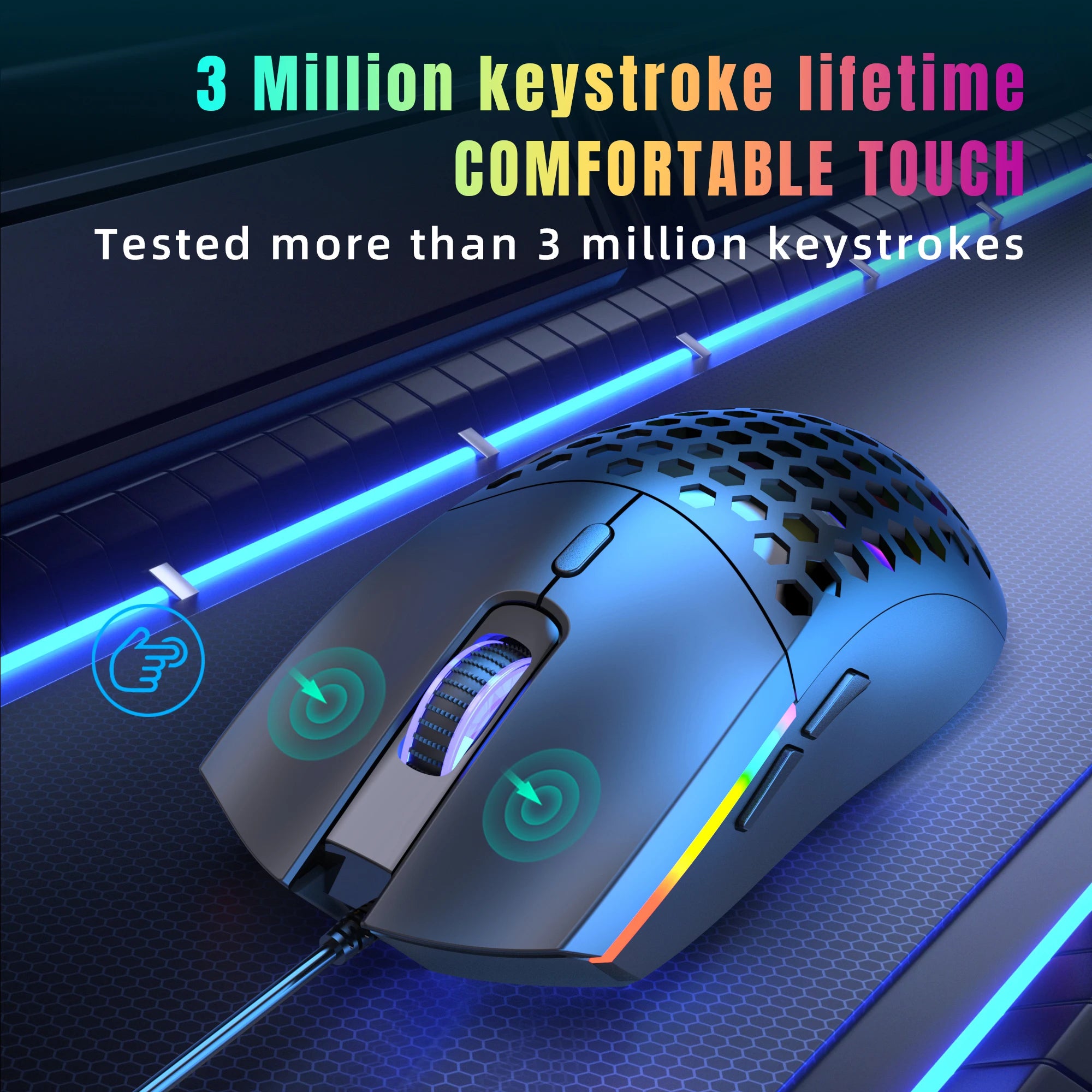 HXSJ S500 Optical Gaming Mouse – Lightweight Ergonomic Design, Wired USB, Plug & Play, for Laptop & Desktop PC