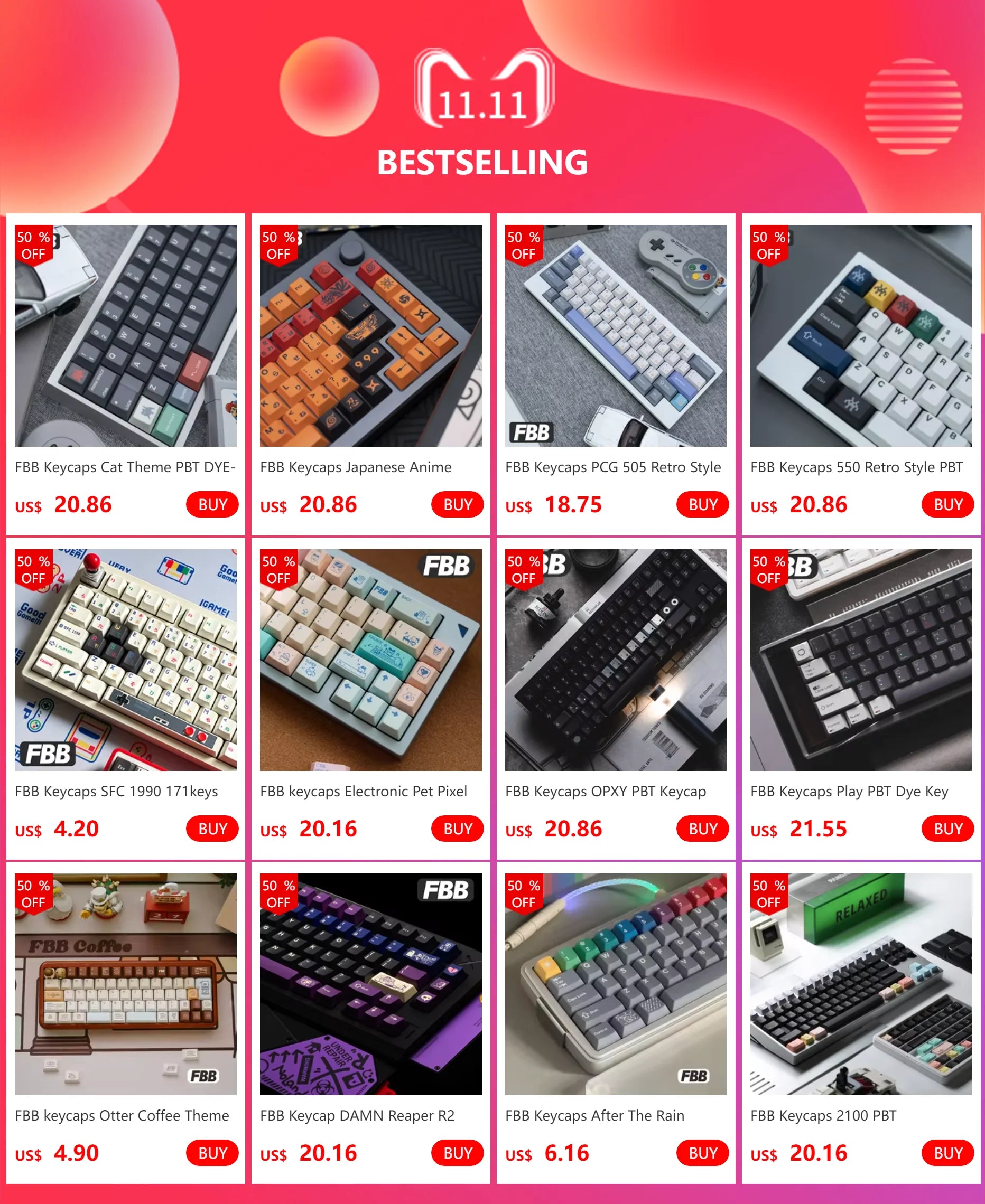 FBB Otter Coffee Theme Keycaps – PBT, Gaming Mechanical Keyboard Keycaps for MX Switch, PC Custom DIY Cute Artisan Accessory