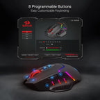 Redragon M690 PRO Wireless Gaming Mouse – 8,000 DPI, Wired Option, 8 Macro Buttons with Rapid Fire Key, PC/Mac/Laptop, Black/White