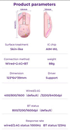 DAREU Tri-Mode Gaming Mouse – Bluetooth / Wired / 2.4G, Charging Base, KBS Buttons, for Laptop & PC Gamers