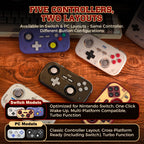 INE Retro Red Pocket Controller - Hall Effect Joysticks, 1000Hz Polling Rate, 6-Axis Gyro, Portable for Switch/PC/Mobile