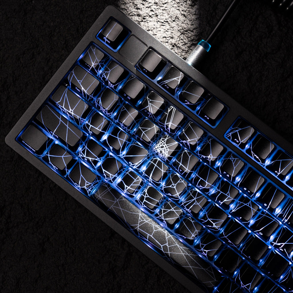 XVX Spider Web Keycaps – OEM Profile, Shine-Through IMD-Tech Keycap Set, 118 Keys, Black Backlight (Keycaps Only)