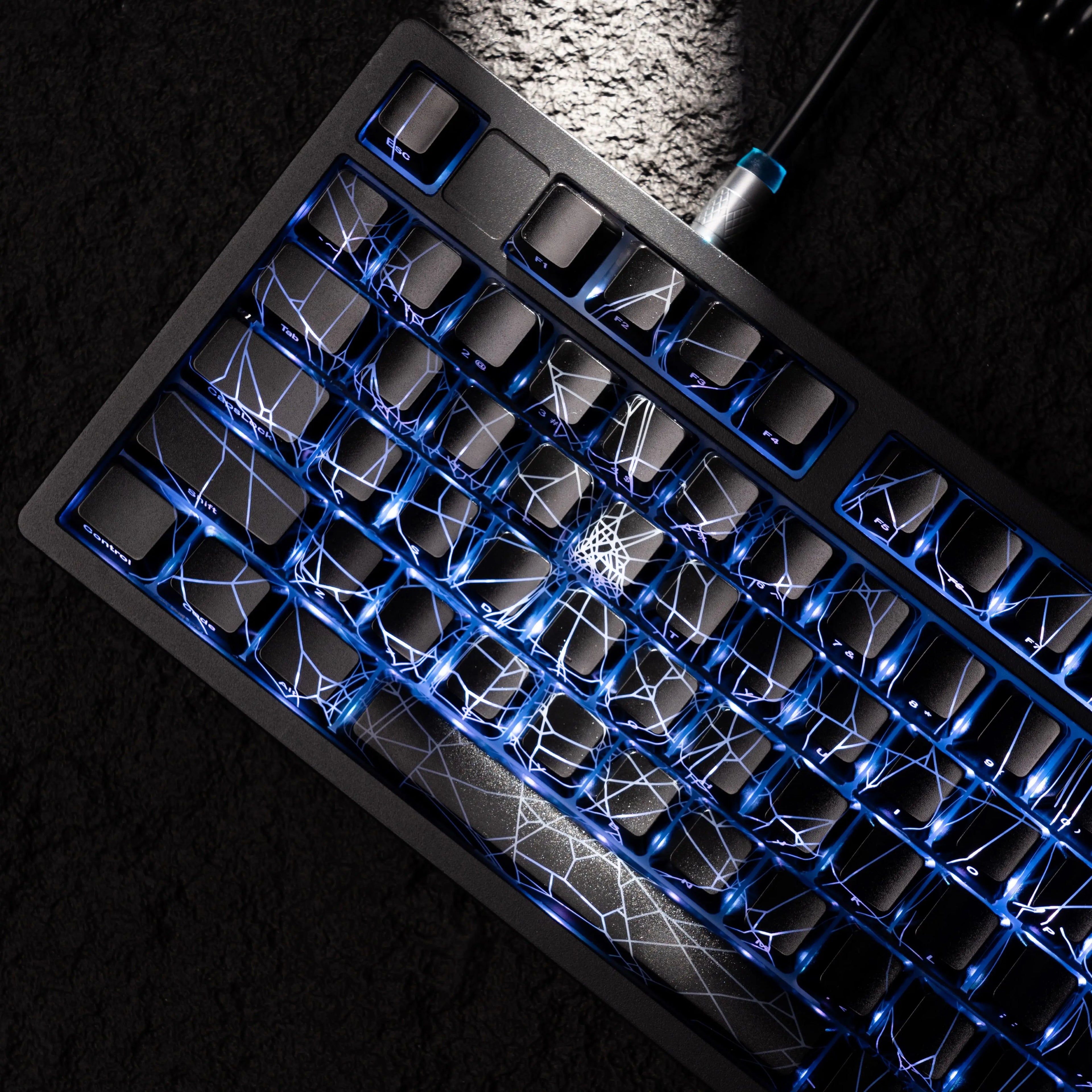 XVX Spider Web Keycaps – OEM Profile, Shine-Through IMD-Tech Keycap Set, 118 Keys, Black Backlight (Keycaps Only)