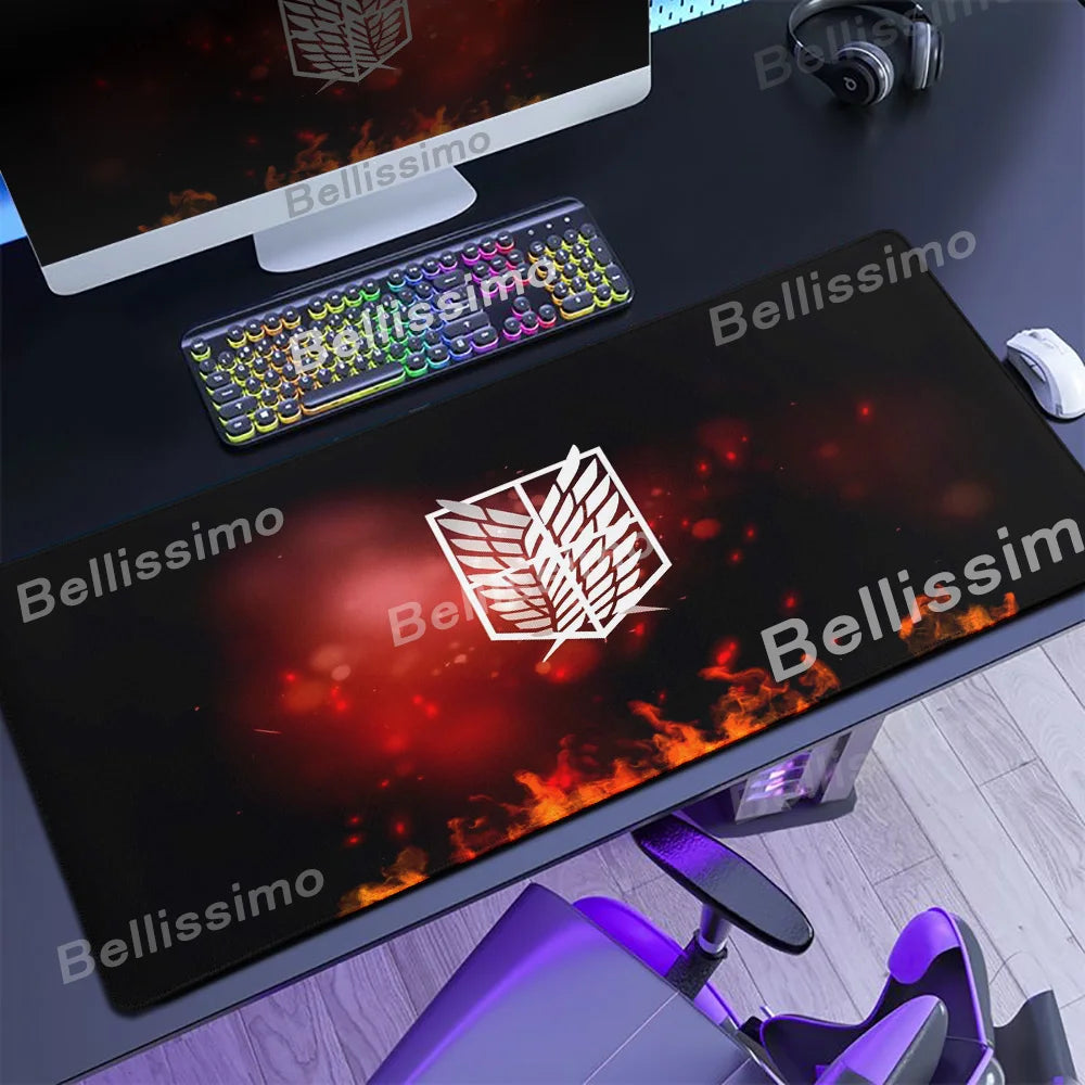 Anime Attack On Titan Mouse Pad Computer Non-slip Gaming Mousepad XXL Locking Edge Game PC Laptop Keyboard Mouse Mat Desk Carpet