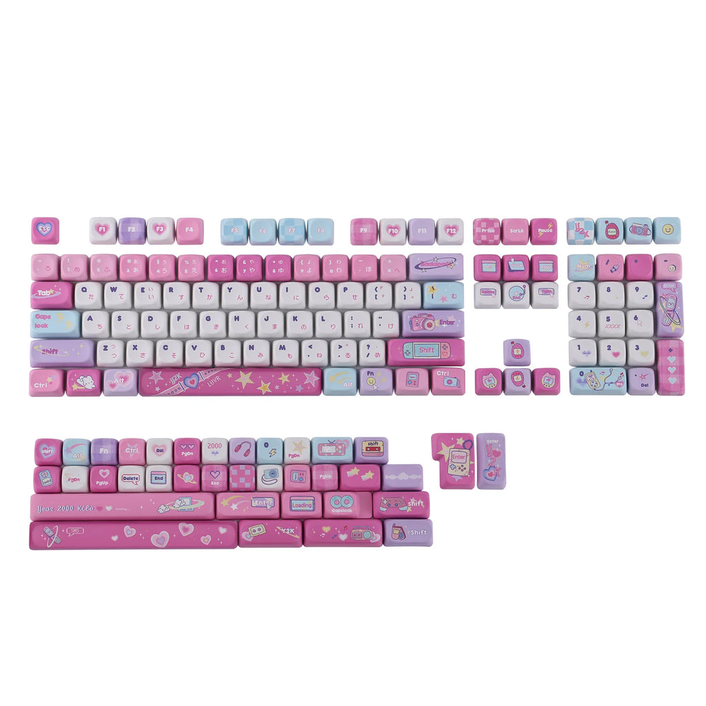 KiiBOOM × Elyxirine Digital Dreams (Pastel Y2K) Keycap Set – 144 Keys, MOA / Cherry Profile, for 60% / 65% / 75% / TKL / Full-Size Keyboards