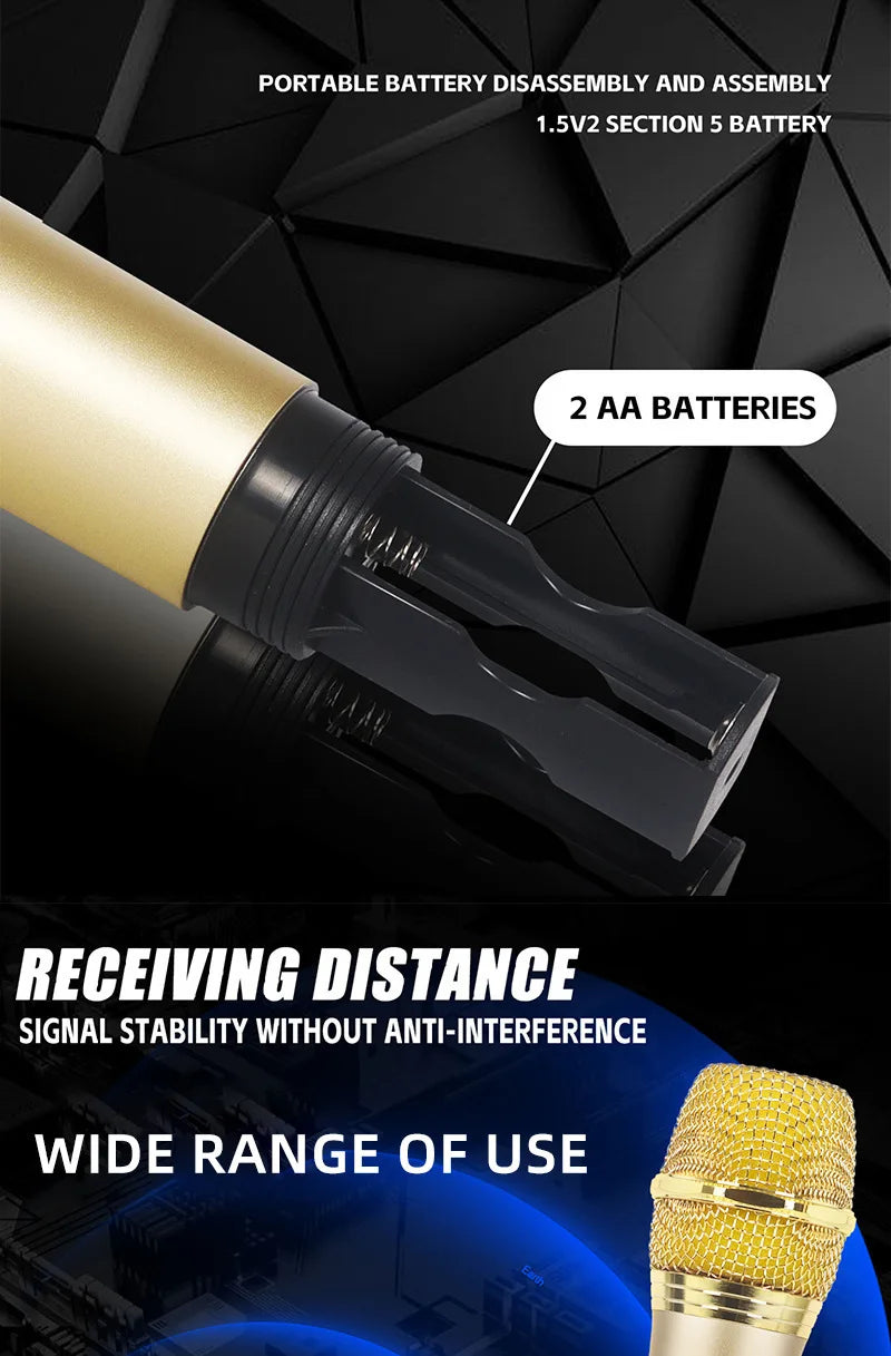 2.4G Wireless Microphone UHF Fixed Frequency 2 Channels Handheld Mic Micphone For Party Karaoke Professional Church Show Meeting