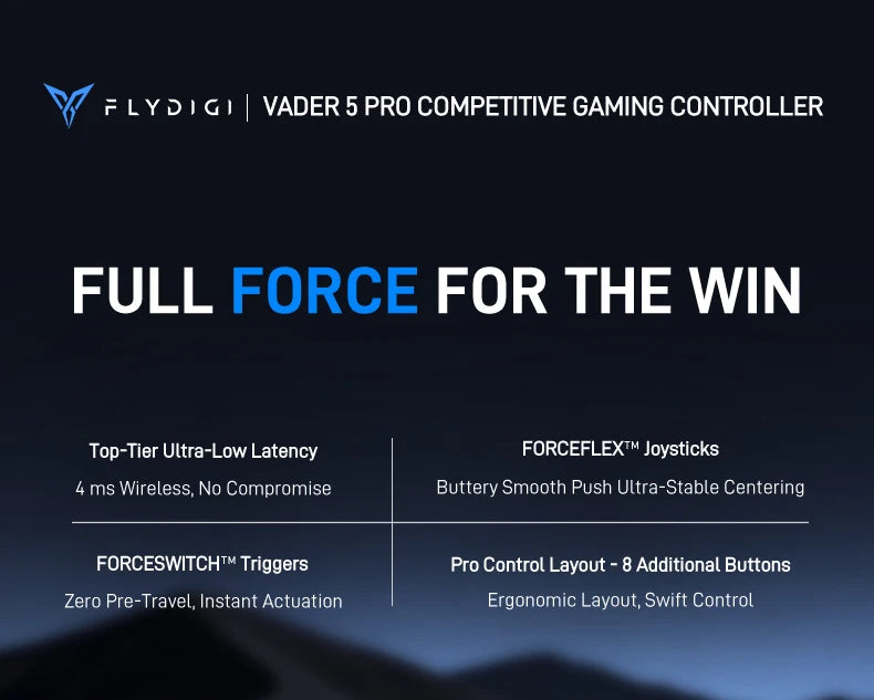 Flydigi Vader 5 Pro Gaming Controller With Hall Rocker FORCESWITCH™ Triggers Switch 1000Hz Gamepad For Mobile Switch TV PC