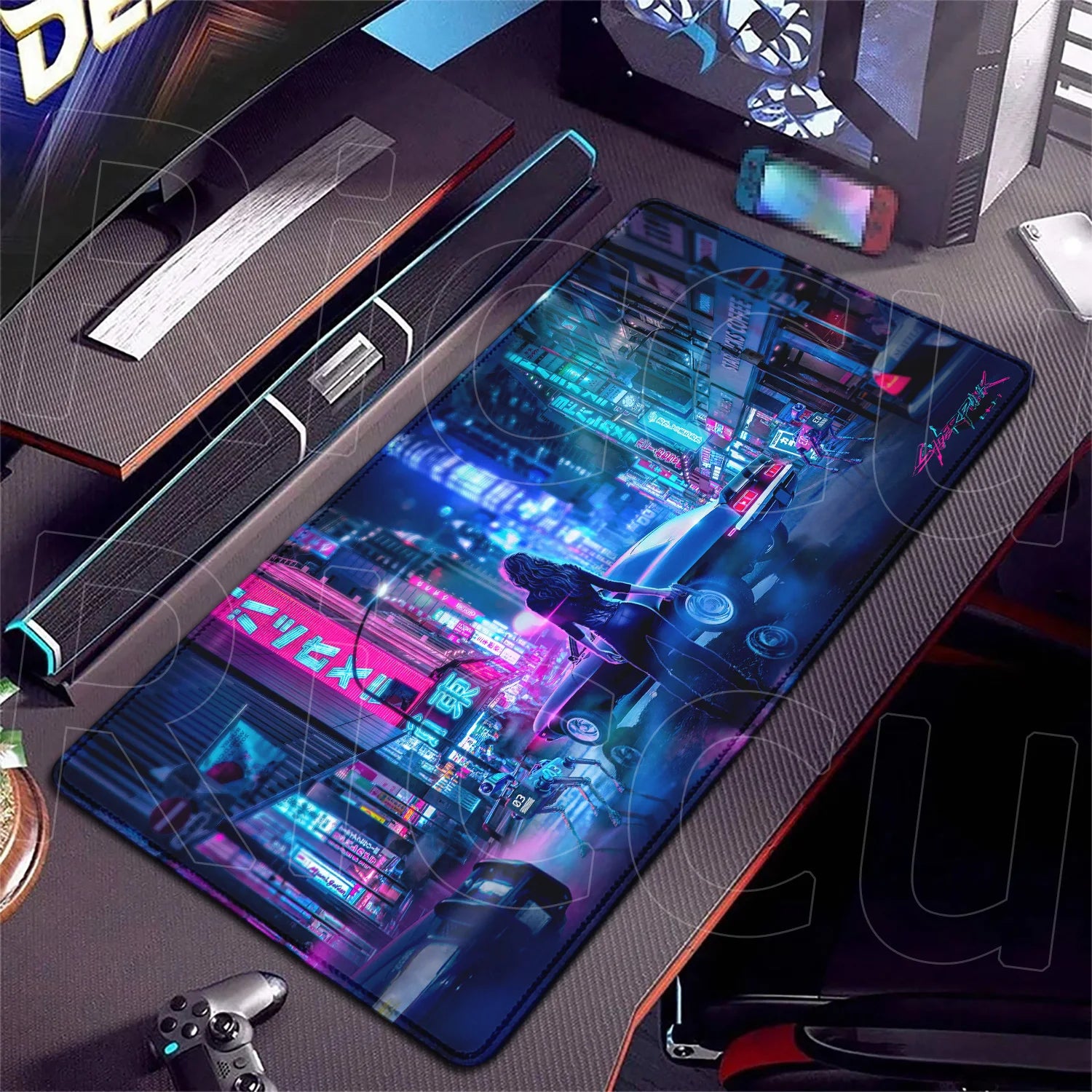 900x400mm HD Print Anime C-Cyberpunks Style Keyboard Mousepad XXL Large Computer Gamer Stitch Edge Rubber Non-slip Base Desk Mat