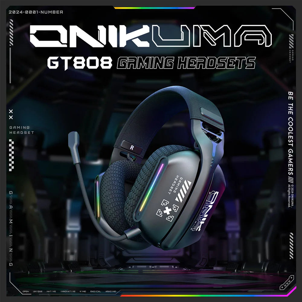 ONIKUMA Wireless Gaming Headset – 2.4G / Bluetooth / Wired, Bendable HD Mic, Soft Ear Pads