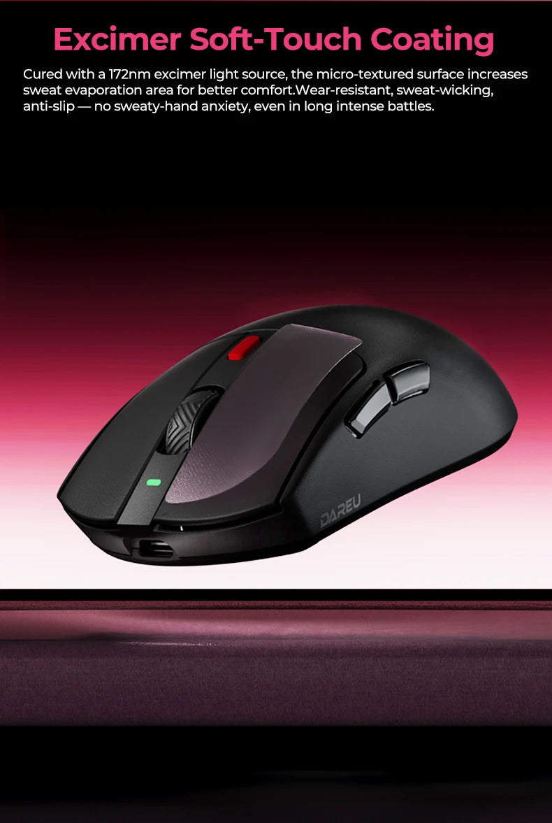 DAREU Wireless Gaming Mouse – 8KHz Polling Rate, AIM-750 (PAW3950) Sensor, 30,000 DPI, Tri-Mode Connection, 60g Lightweight, with Charging Base