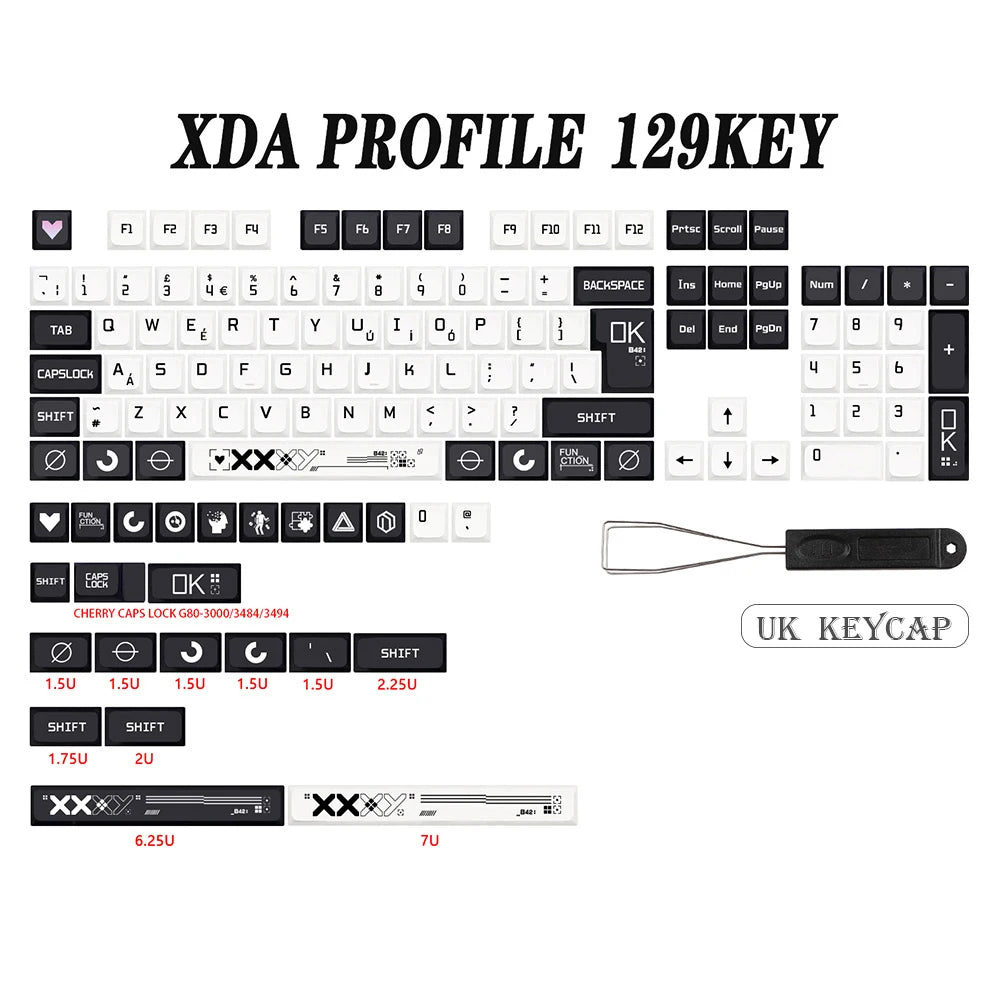 Printstream Theme XDA Keycaps – German / French / Spanish ISO Layout, Dye-Sub, for TKL87 / GMMK Pro / 7U AZERTY Keyboard