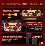 INE Retro Red Pocket Controller - Hall Effect Joysticks, 1000Hz Polling Rate, 6-Axis Gyro, Portable for Switch/PC/Mobile