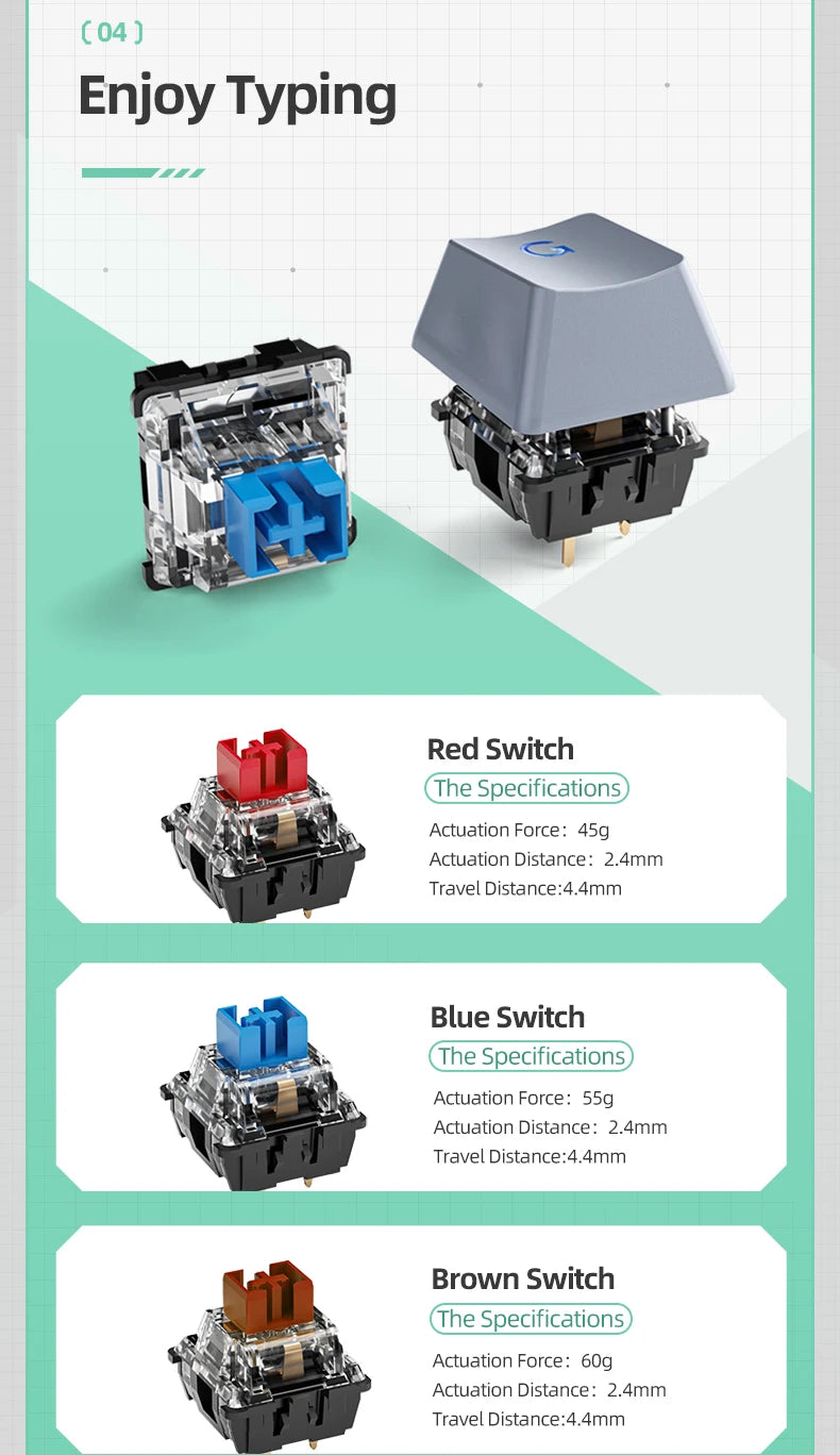 MACHENIKE K500-B94 Mechanical Keyboard – 94 Keys (90%), Wired Gaming Keyboard, Hot-Swappable, RGB Backlight, for PC & Laptop