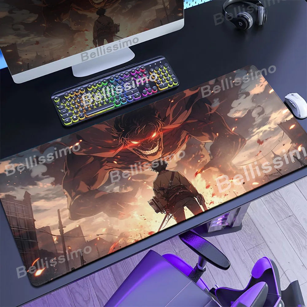 Anime Attack On Titan Mouse Pad Computer Non-slip Gaming Mousepad XXL Locking Edge Game PC Laptop Keyboard Mouse Mat Desk Carpet