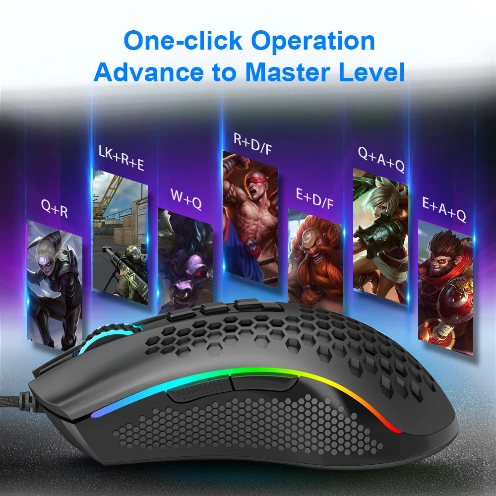 Redragon Storm M808 RGB USB Wired Gaming Mouse – Ultra-Light Honeycomb Design, 12,400 DPI, Programmable, for PC & Laptop
