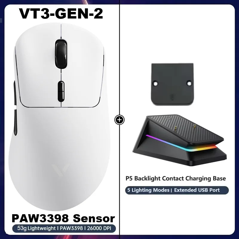 Rapoo VT3Pro GEN-1 Wireless Gaming Mouse – 59g Lightweight, 8KHz Polling Rate, 26,000 DPI, 9 Programmable Buttons