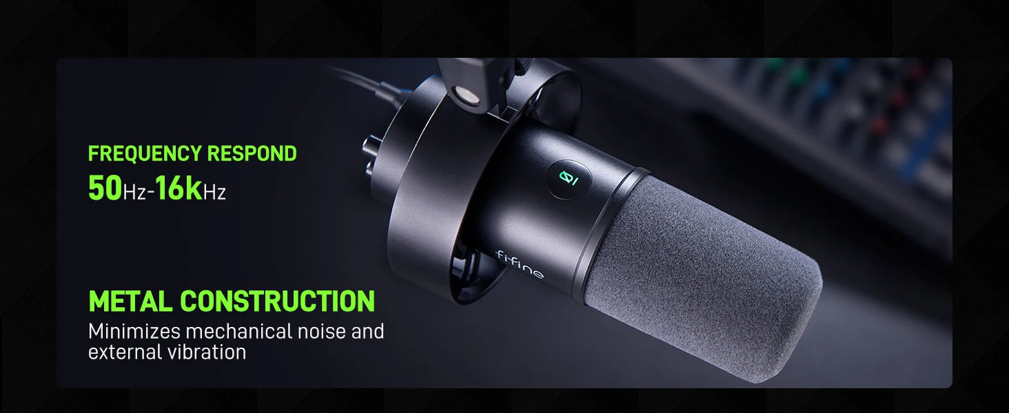 FIFINE USB/XLR Dynamic Microphone with Shock Mount,Touch-mute,Headphone Jack&Volume Control,for PC or Sound Card Recording -K688