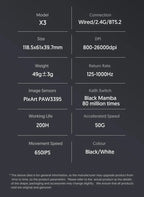 ATTACK SHARK X3 Lightweight Wireless Gaming Mouse – PAW3395 Sensor, 26,000 DPI, Tri-Mode (2.4G/Wired/Bluetooth), Macro Support, Win/Xbox/PS/Mac