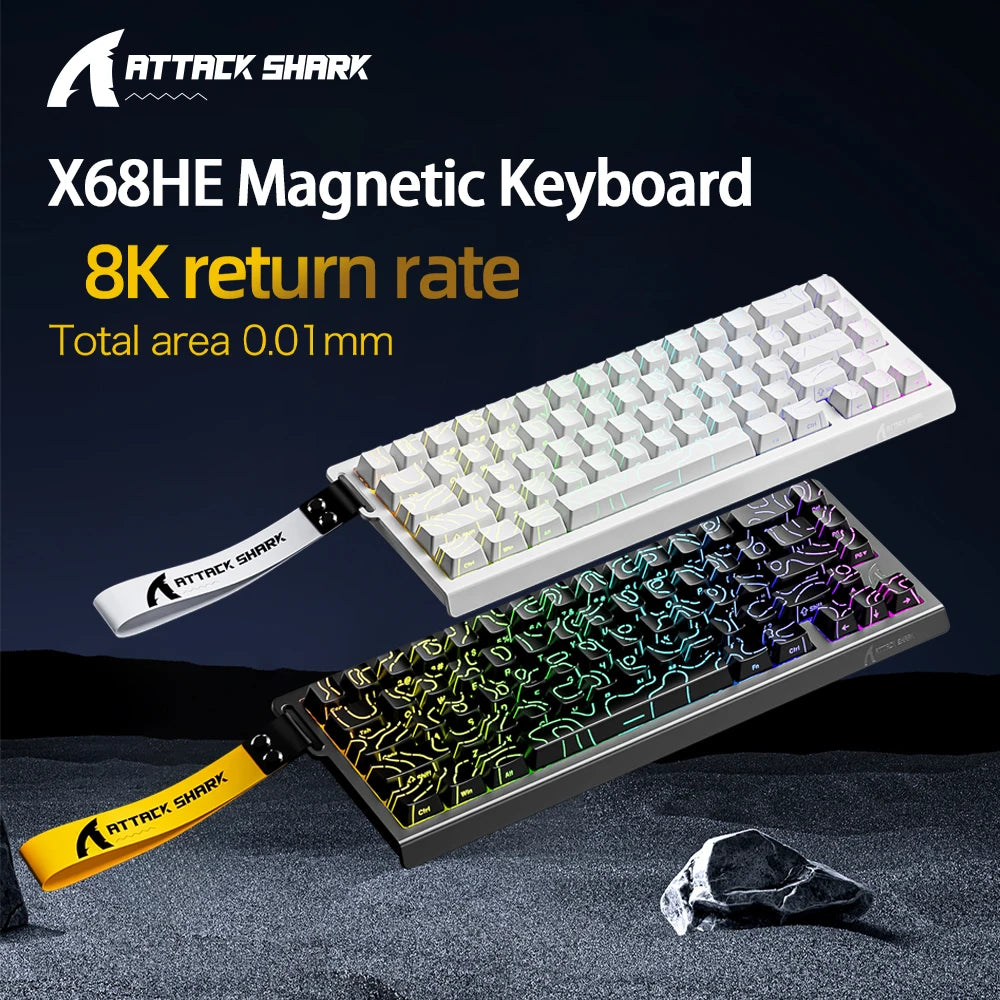 ATTACK SHARK X68HE Magnetic Mechanical Keyboard – Red Switch, Wired, 0.01mm Rapid Trigger, 8000Hz, SOCD/RS, 0.125ms, 128K Rate