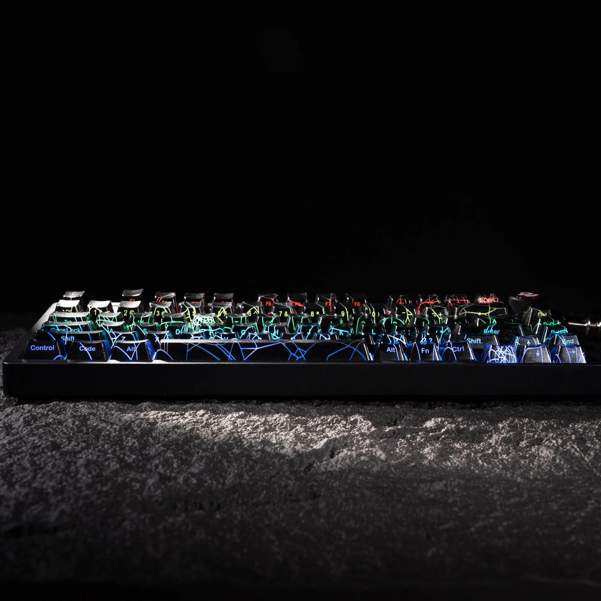 XVX Spider Web Keycaps – OEM Profile, Shine-Through IMD-Tech Keycap Set, 118 Keys, Black Backlight (Keycaps Only)